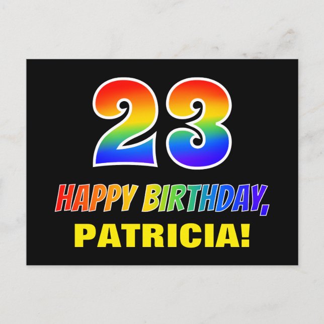 Postal 23 Aniversario: Negrita, Diversión, Simple, Arcoir (Anverso)