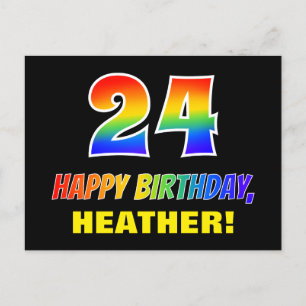 Postal 24º cumpleaños: audaz, divertido, simple, arcoiris