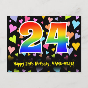 Postal 24º cumpleaños: Patrón de corazones divertidos, ar