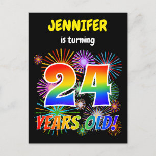 Postal 24 Aniversario - Fuegos artificiales divertidos, l