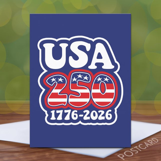 Postal 250º cumpleaños de Estados Unidos - Groovy USA 250 (America Postcard - 250 Celebration)