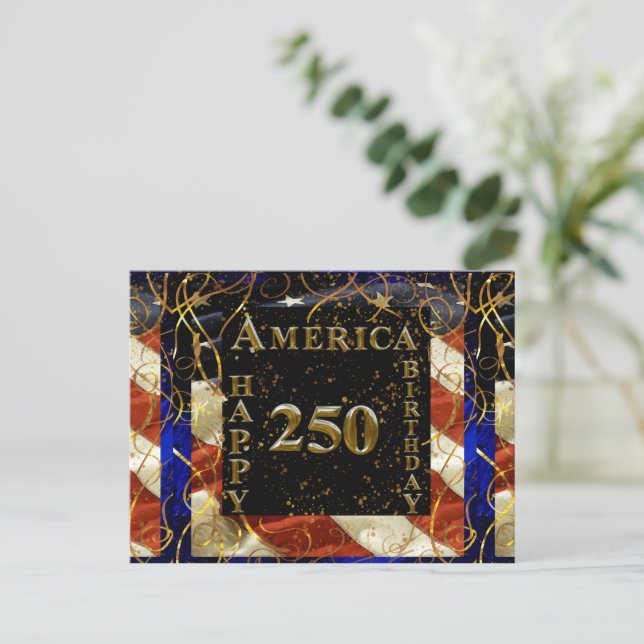 Postal ¡250º Cumpleaños Feliz América! (Anverso de pie)