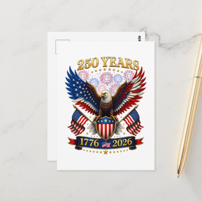 Postal 250 aniversario de EE. UU. 1776-2026 (Anverso/Reverso In Situ)