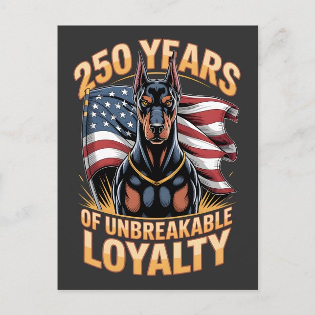 Postal 250 Años de Lealtad Inquebrantable Doberman (Anverso)