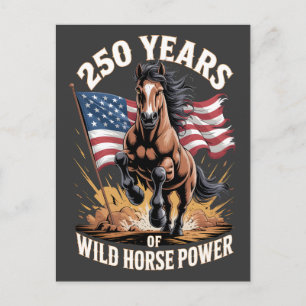 Postal 250 Años de Poder del Caballo Salvaje Mustang Arte