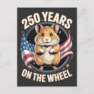 Postal 250 años en la rueda Arte de hámster