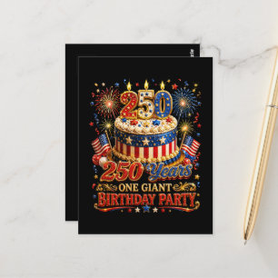 Postal 250 años Un Cumpleaños Gigante 250 Aniversario EE.