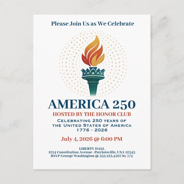 Postal 250 cumpleaños de Estados Unidos (Anverso)