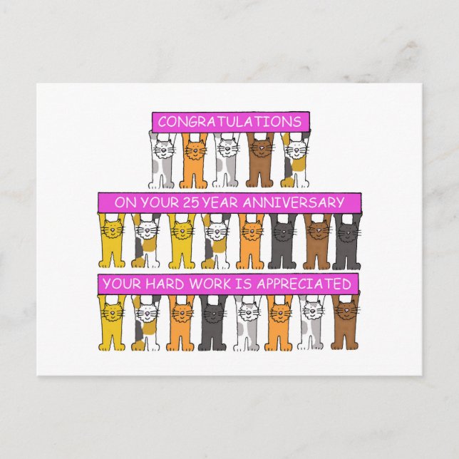 Postal 25 años de trabajo Aniversario felicitaciones a ga (Anverso)