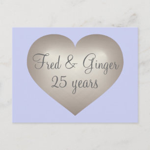 Postal 25 años del aniversario de plata del corazón plate