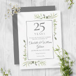 Postal 25th Anniversary Save the Date Watercolour Leaves<br><div class="desc">Featuring delicate watercolour leaves,  this chic save the date anniversary invitation can be personalised with your special 25 years anniversary celebration information,  with a silver background on the reverse. Designed by Thisisnotme©</div>