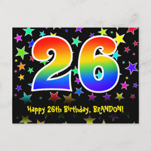 Postal 26º cumpleaños: Patrón de estrellas divertidas, ar