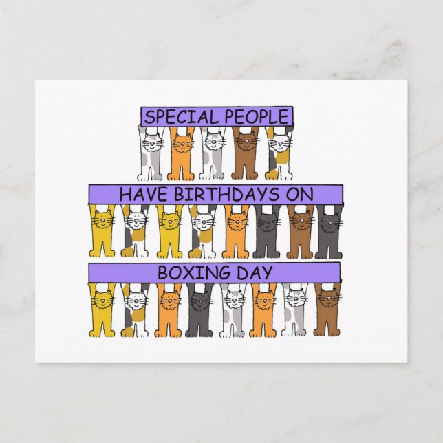 Postal 26 de diciembre cumpleaños Personalizados gatos (Anverso)