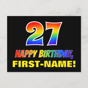 Postal 27º cumpleaños: audaz, divertido, simple, arcoiris