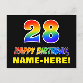 Postal 28º cumpleaños: audaz, divertido, simple, arcoiris