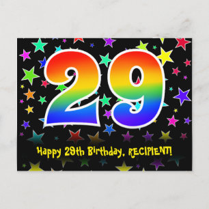 Postal 29º cumpleaños: Patrón de estrellas divertidas, ar