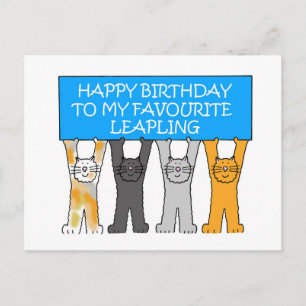 Postal 29 de febrero Gatos Personalizados de cumpleaños