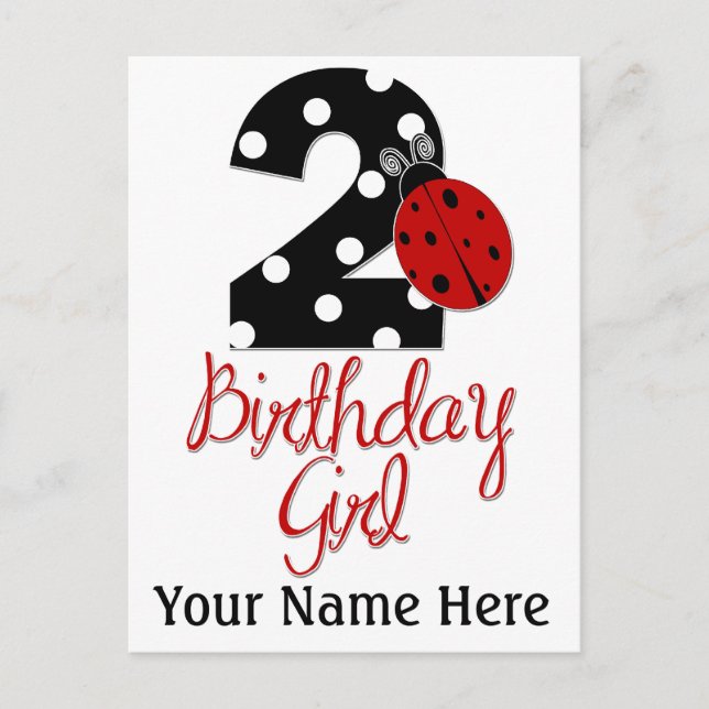 Postal 2.ª Chica de cumpleaños - Ladybug - 2 Lady Bug (Anverso)