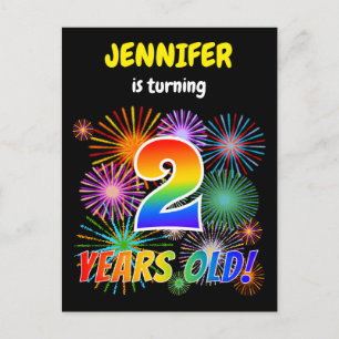 Postal 2.º cumpleaños - Fuegos artificiales divertidos, l