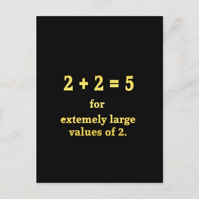 Postal 2 + 2 = 5 Chiste de matemáticas divertidas (Anverso)