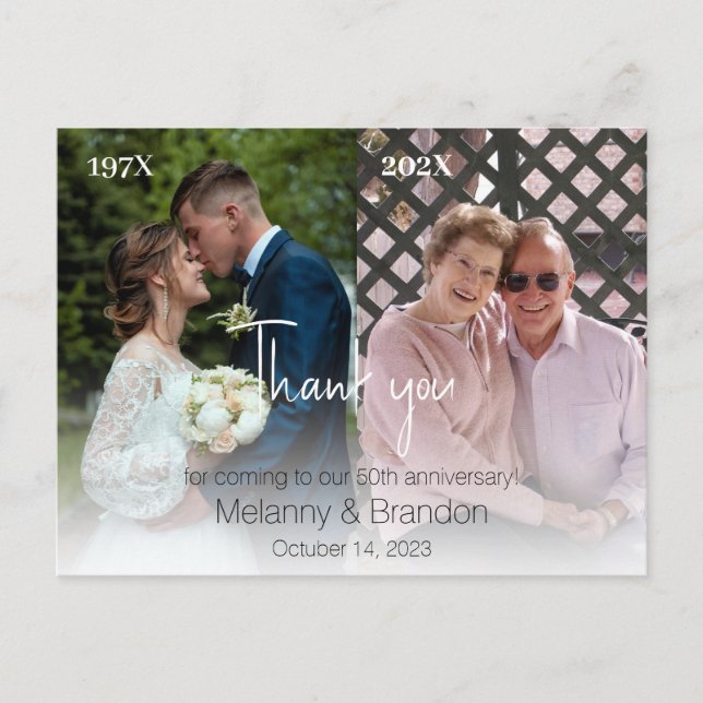 Postal 2 Aniversario de la foto del Boda Gracias (Anverso)