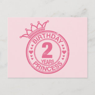 Postal 2 años - Princesa de cumpleaños - rosa