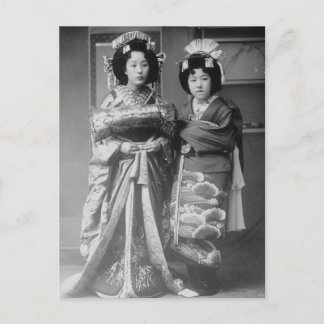 Postal 2 Chicas de Geisha Foto japonesa vintage