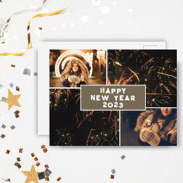 Postal 2 Collage de Fotos Fuegos Artificiales Feliz Año N