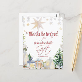 Postal 2 Cor 9:15 Gracias a Dios Navidad Invierno Biblia