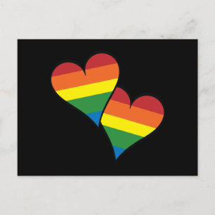 Postal 2 corazones arcoiris