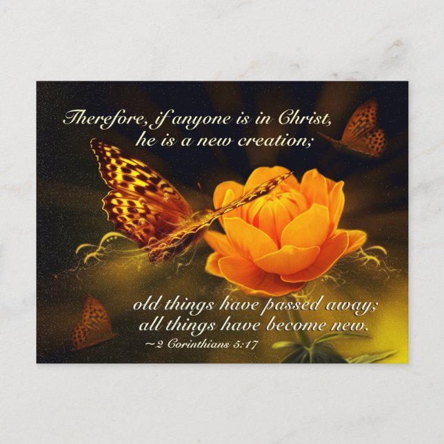 Postal 2 Corintios 5:17 Si alguien está en Cristo, Biblia (Anverso)