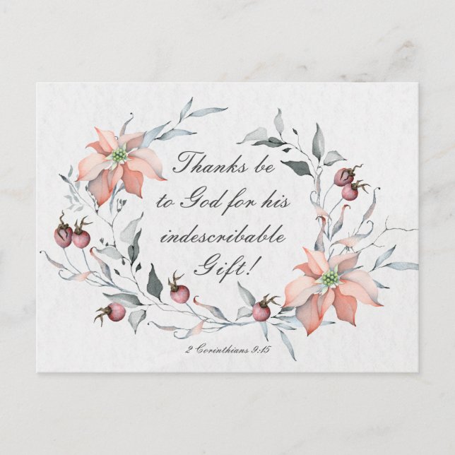 Postal 2 Corintios 9:15 Gracias a Dios Navidad (Anverso)