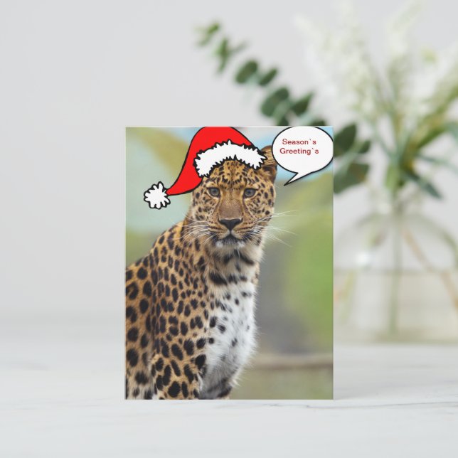 Postal 2 del leopardo de Santa del navidad (Anverso de pie)