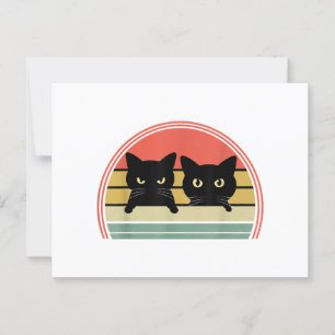 Postal 2 gatos negros buscando amor animal vintage