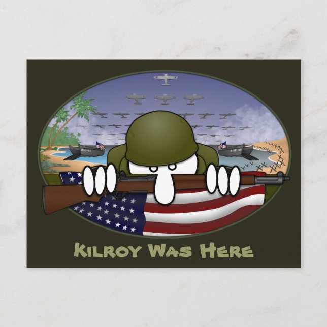 Postal 2 Kilroy de la Segunda Guerra Mundial (Anverso)