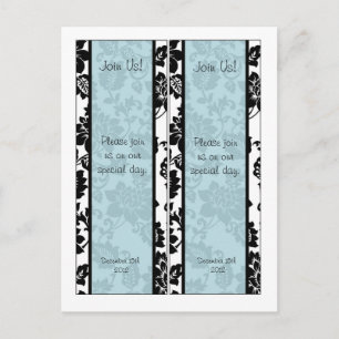 Postal 2 Marcadores de matrimonio de damasco floral negro
