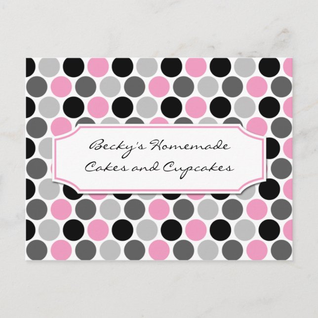 Postal #2Tarjetas de Recetas de Círculos Rosa Gris Negro  (Anverso)