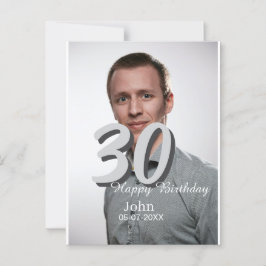Postal 30.º cumpleaños añadir nombre fecha año foto blanc