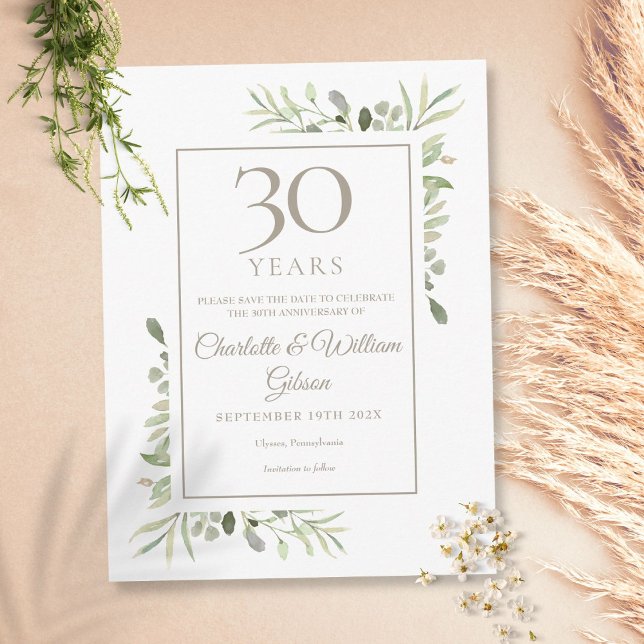 Postal 30° aniversario Boda Salven la fecha verde (Subido por el creador)