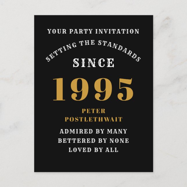 Postal 30 Cumpleaños 1995 Negro Dorado (Anverso)