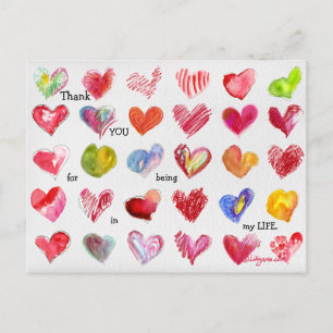 Postal 30 Gracias San Valentín Hearts Postcard