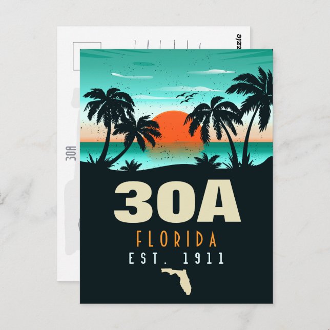 Postal 30a Ruta Florida Souvenirs Retro Sunset de los año (Anverso / Reverso)