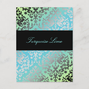 Postal 311 Damask brillante Turquoise LIme