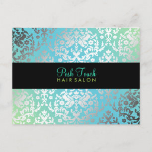 Postal 311 Dazzling Damask Turquoise & Lime Black