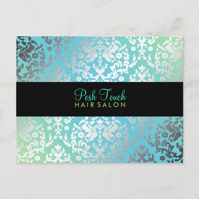 Postal 311 Dazzling Damask Turquoise & Lime Black (Anverso)