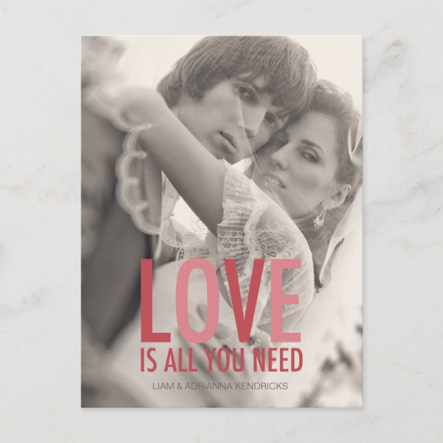 Postal 311 Photo Love es todo lo que necesitas del rosa r (Anverso)