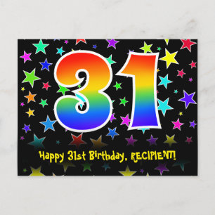 Postal 31° cumpleaños: Patrón de estrellas divertidas, ar
