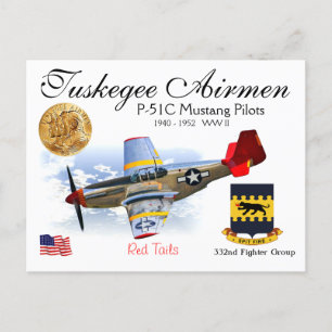 Postal 332º Luchador Sq.-P-51C Escuadrón de Combate Musta