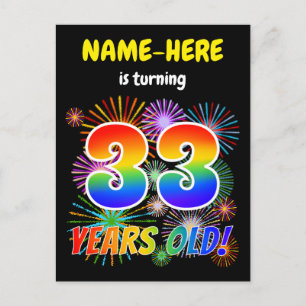Postal 33 Aniversario - Fuegos artificiales divertidos, l