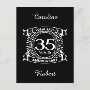 Postal 35 aniversario de bodas Crest de Coral Jade